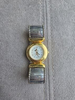 Gold and Silver Women's Round Watch with Expansion Band